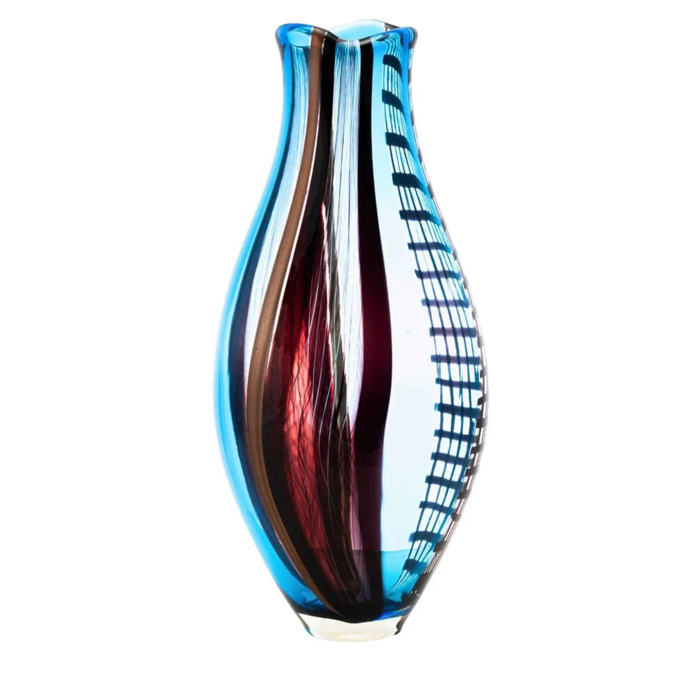 Vaso in Vetro Policromo a Forma di Bocciolo Riflessi d'Acqua