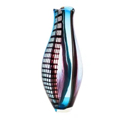 Vaso in Vetro Policromo a Forma di Bocciolo Riflessi d'Acqua