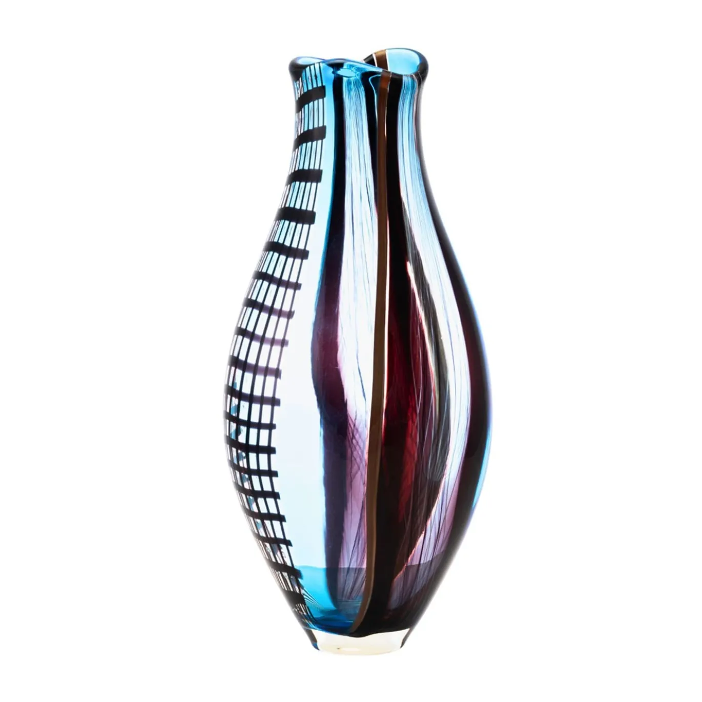 Vaso in Vetro Policromo a Forma di Bocciolo Riflessi d'Acqua