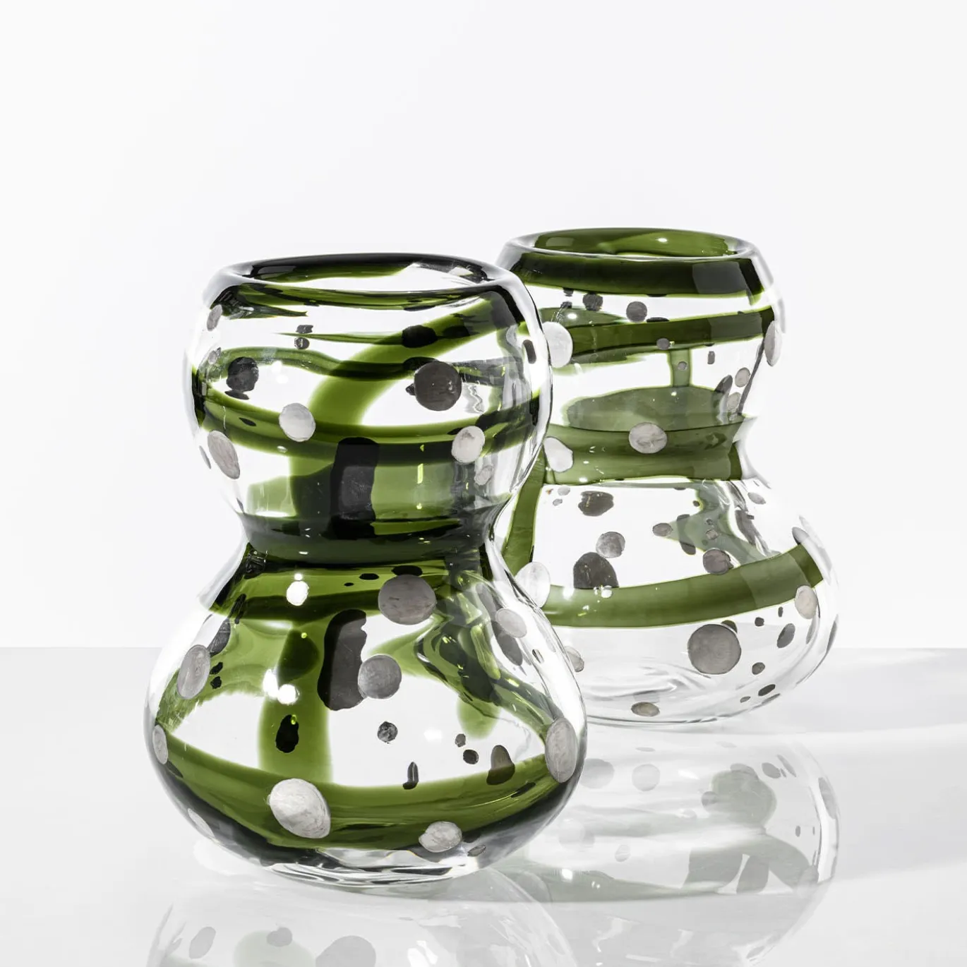 Vaso in vetro verde e argento Gran Bulbo Mini