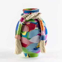 Vaso Jambo in gomma multicolore con bordo in rafia di Serena Confalonieri #2