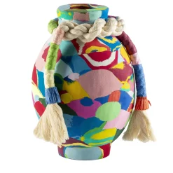 Vaso Jambo in gomma multicolore con bordo in rafia di Serena Confalonieri #2