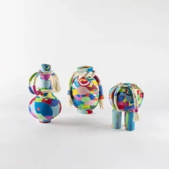 Vaso Jambo in gomma multicolore con bordo in rafia di Serena Confalonieri #1