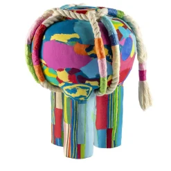 Vaso Jambo in gomma multicolore con bordo in rafia di Serena Confalonieri #1