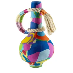 Vaso Jambo in gomma multicolore con bordo in rafia di Serena Confalonieri #3