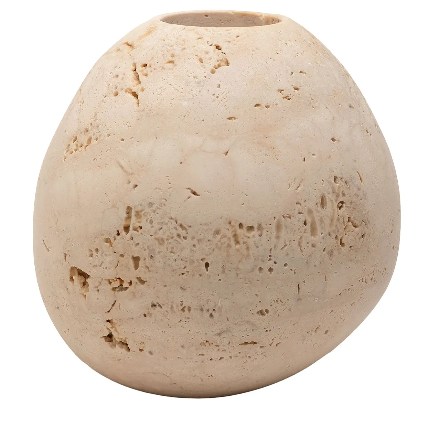 Vaso Lapis in Travertino Beige di Elisa Ossino