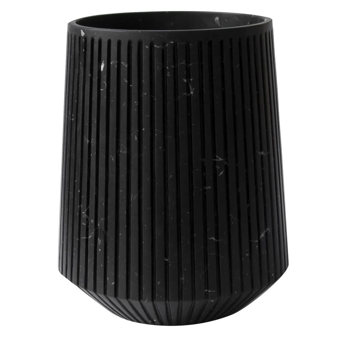 Vaso largo a righe in marmo nero Marquina