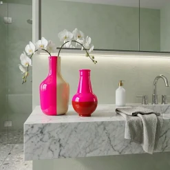 Vaso Livrea 1928 in ceramica Fucsia e Zabaglione Yellow