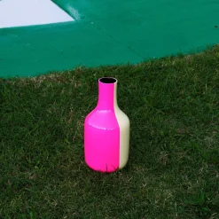 Vaso Livrea 1928 in ceramica Fucsia e Zabaglione Yellow