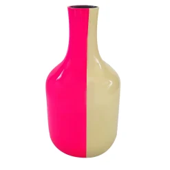 Vaso Livrea 1928 in ceramica Fucsia e Zabaglione Yellow