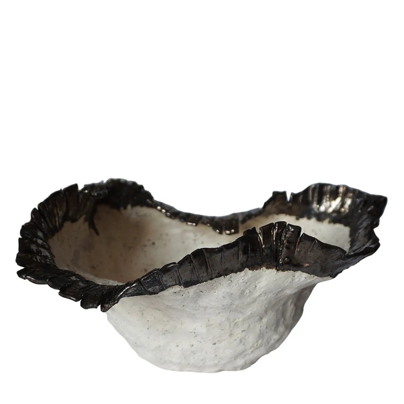 Vaso Luce in ceramica color crema opaca e smalto bronzo