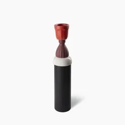 Vaso lungo nero, bianco e rosso di Nathalie Du Pasquier