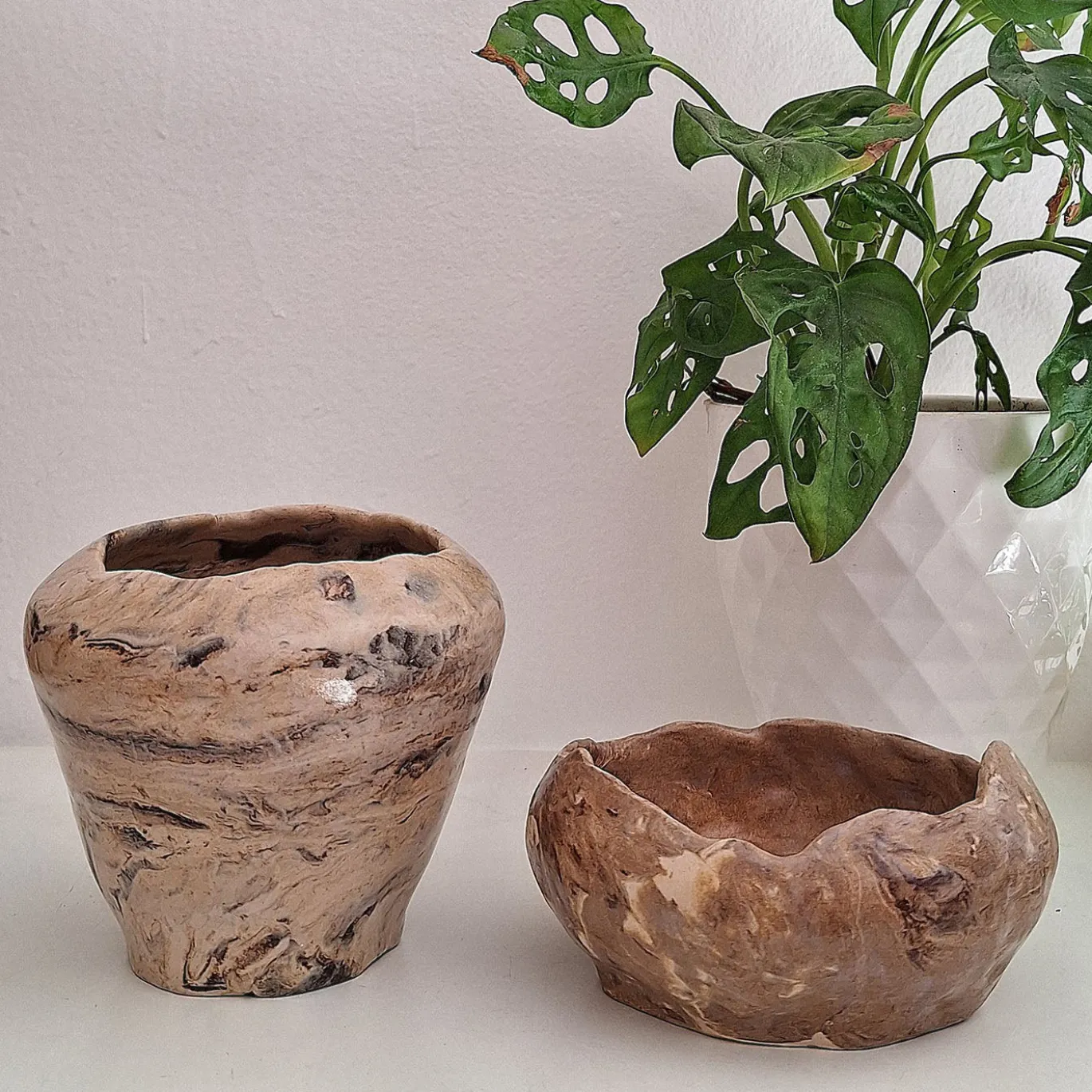 Vaso Marmo in ceramica beige effetto marmo