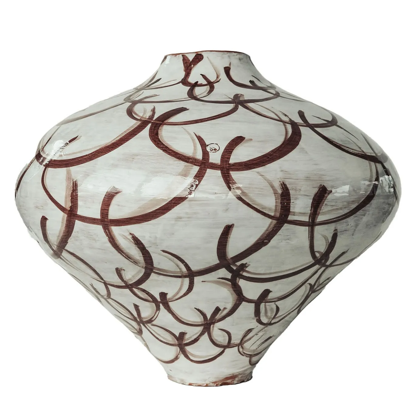 Vaso marrone a cerchi chiari e scuri