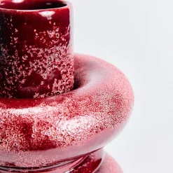 Vaso Marte grande in ceramica smaltata rosso Amaranto