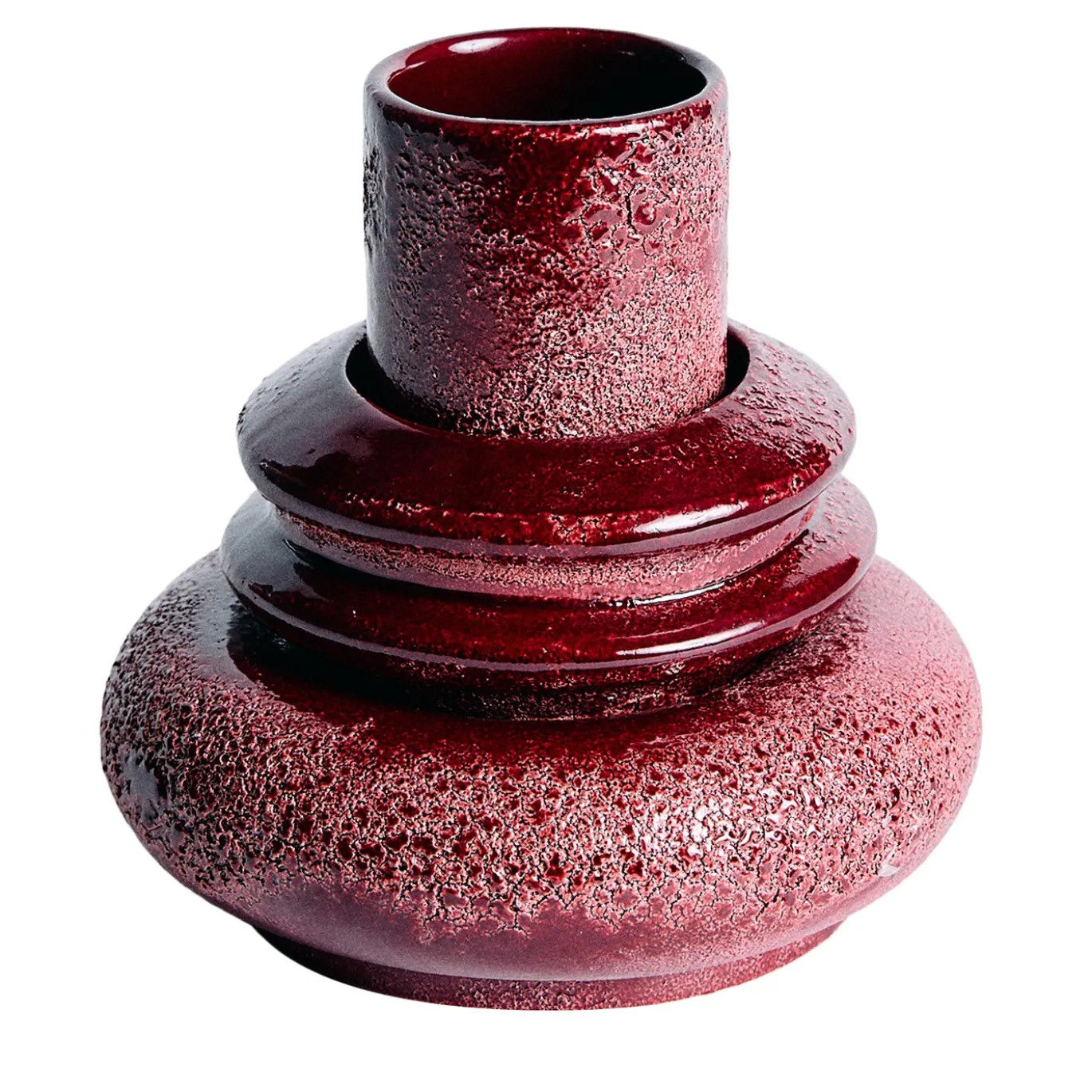 Vaso Marte piccolo in ceramica smaltata rosso amaranto