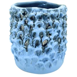 Vaso Medio in Ceramica Onda Blu Leggero Opaco