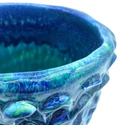 Vaso Medio in Ceramica Onda Blu Acqua Salata e Blu Laguna