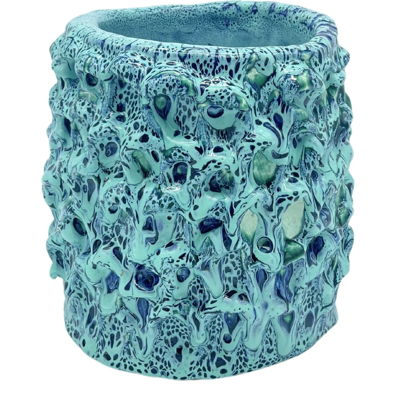 Vaso Medio in Ceramica Onda Blu Acqua e Acqua Salata