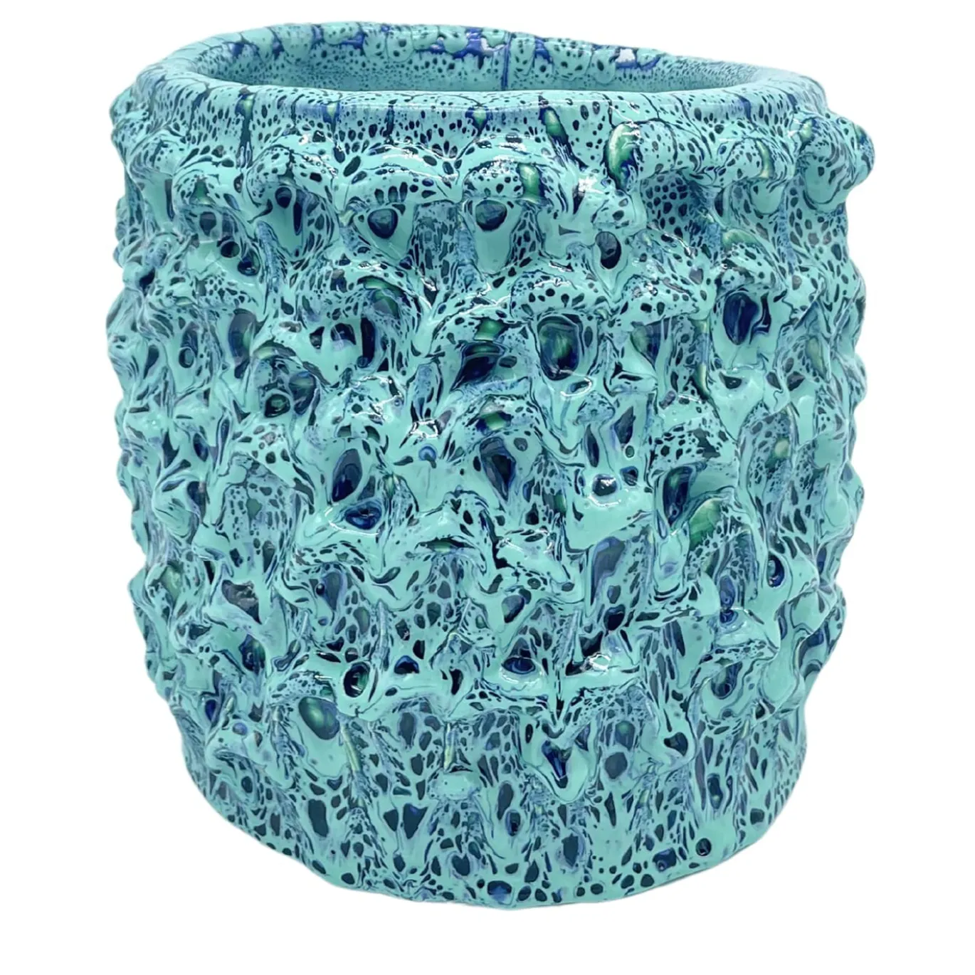 Vaso Medio in Ceramica Onda Blu Acqua e Acqua Salata