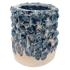 Vaso Medio in Ceramica Onda Rosa Minerale Metallizzato