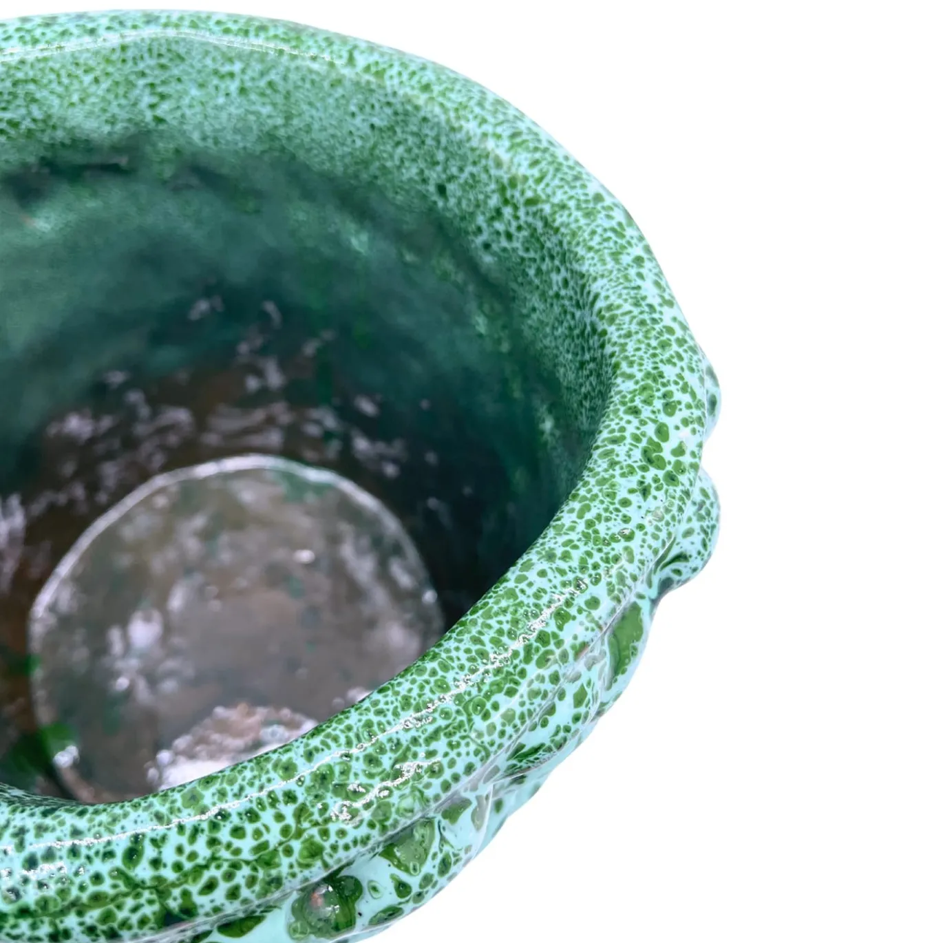 Vaso Medio in Ceramica Onda Verde Avventurina e Blu Acqua