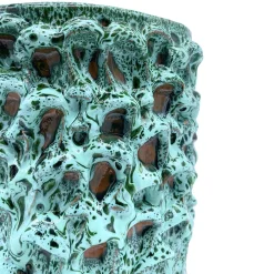 Vaso Medio in Ceramica Onda Verde Avventurina e Blu Acqua