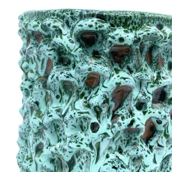 Vaso Medio in Ceramica Onda Verde Avventurina e Blu Acqua