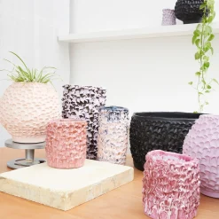 Vaso Medio in Ceramica Onda Viola Zucchero e Smalto Lilla