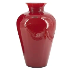Vaso medio in vetro di Murano bordeaux ad anfora