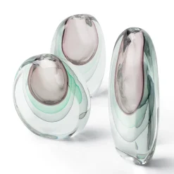 Vaso medio in vetro soffiato essence ametista, verde e grigio