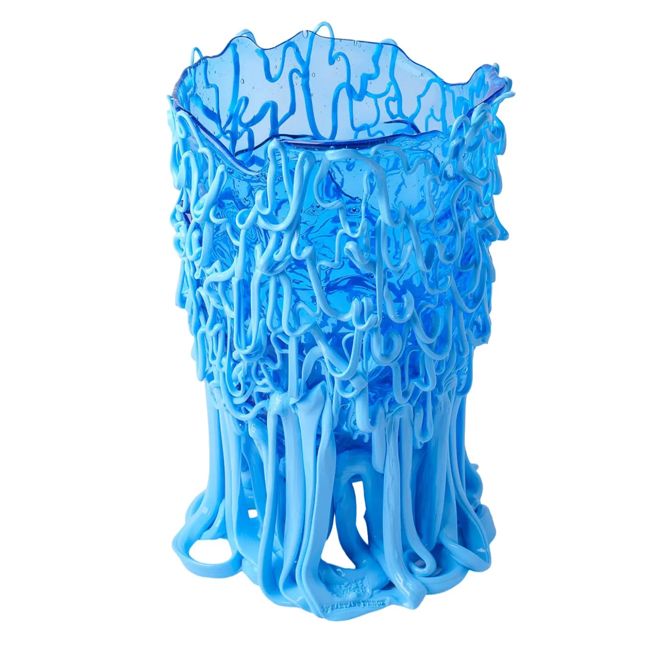 Vaso Medusa grande in resina azzurra di Gaetano Pesce
