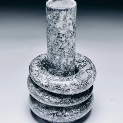 Vaso Mercurio grande in ceramica smaltata bianca e nera