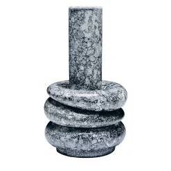 Vaso Mercurio grande in ceramica smaltata bianca e nera