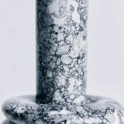 Vaso Mercurio grande in ceramica smaltata bianca e nera
