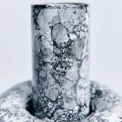 Vaso Mercurio piccolo in ceramica smaltata bianca e nera