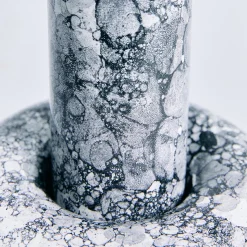 Vaso Mercurio piccolo in ceramica smaltata bianca e nera