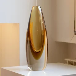 Vaso Mila Alto in Cristallo Marrone