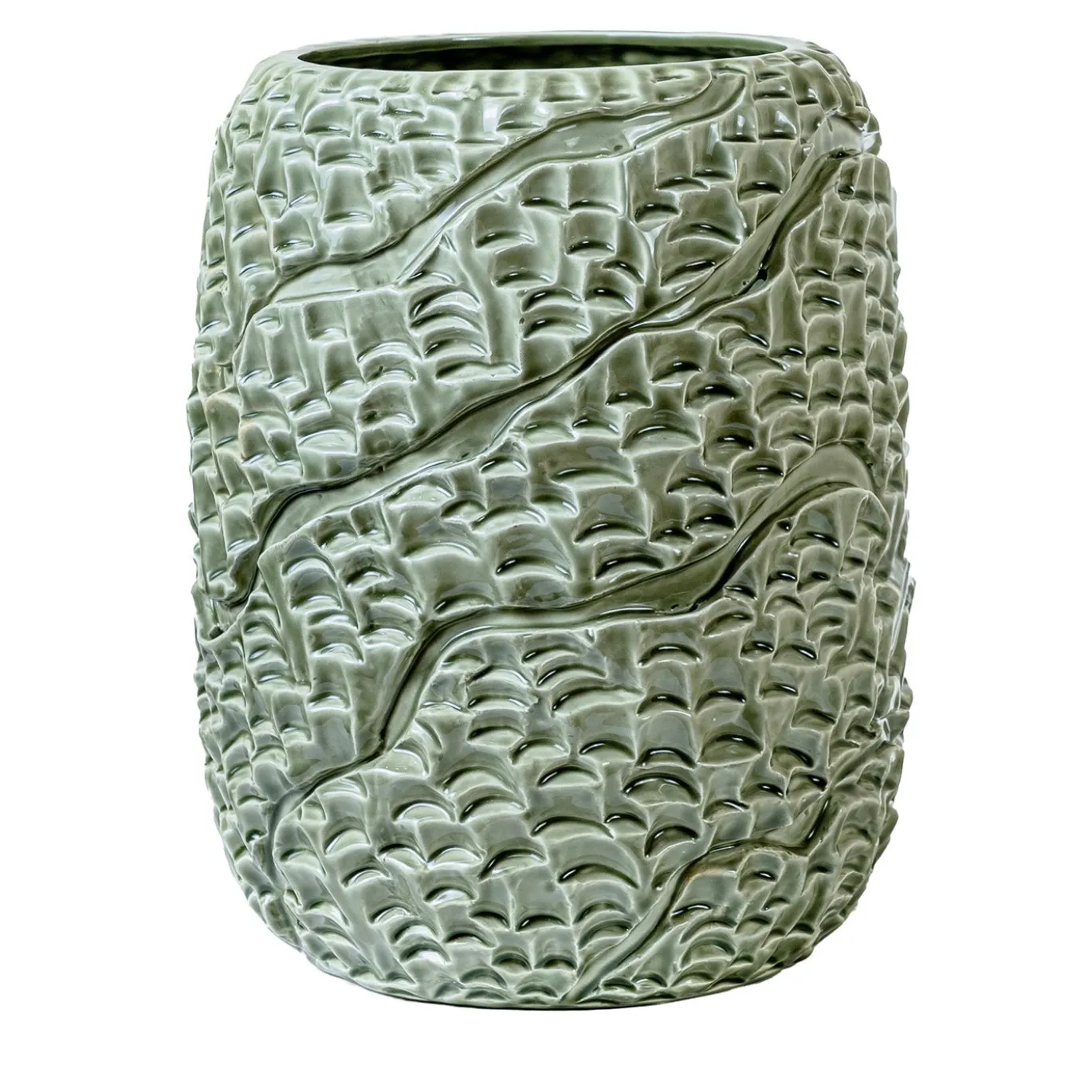 Vaso Mino in ceramica verde canapa lucido
