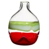 Vaso monofiore linea verde e rossa