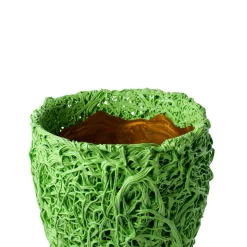 Vaso Moss in resina verde mela opaco e oro di Gaetano Pesce