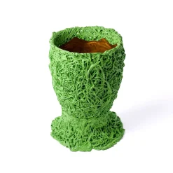 Vaso Moss in resina verde mela opaco e oro di Gaetano Pesce