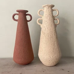 Vaso n. 133 Alto di Ceramica Bianca a Texture Ruvida