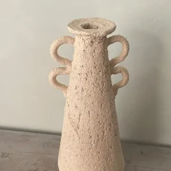 Vaso n. 133 Alto di Ceramica Bianca a Texture Ruvida