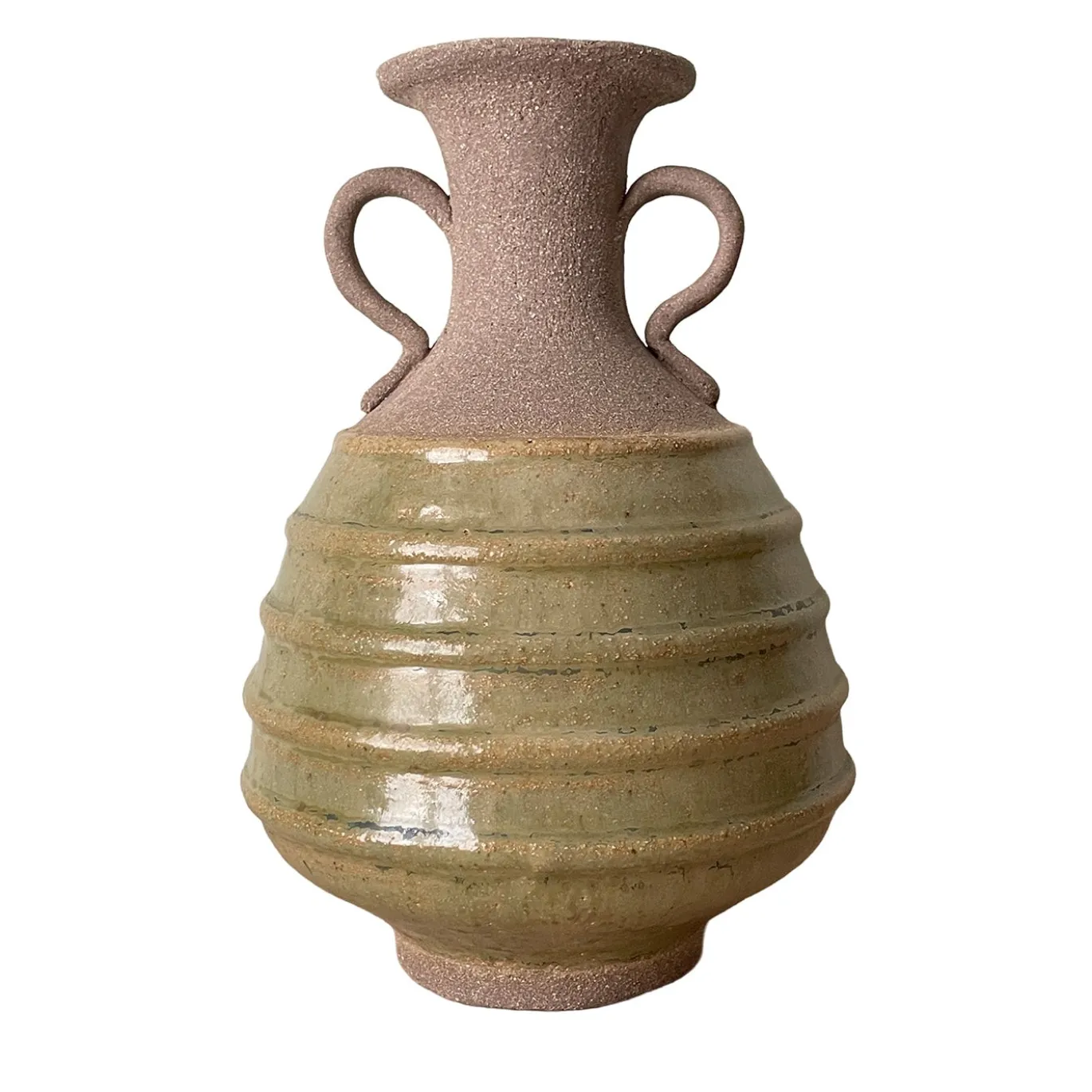Vaso n. 165 Anfora Beige con smalto verde