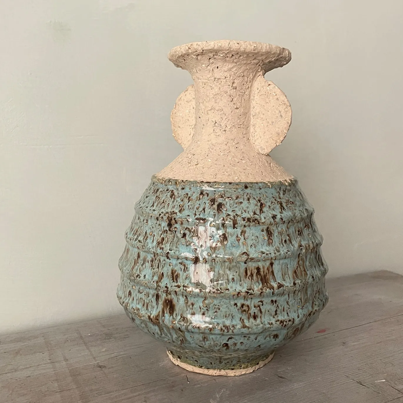 Vaso n. 132b in ceramica Azzurro Testurizzato