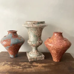 Vaso n. 173 con effetto marmo rosso e azzurro