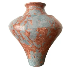 Vaso n. 173 con effetto marmo rosso e azzurro