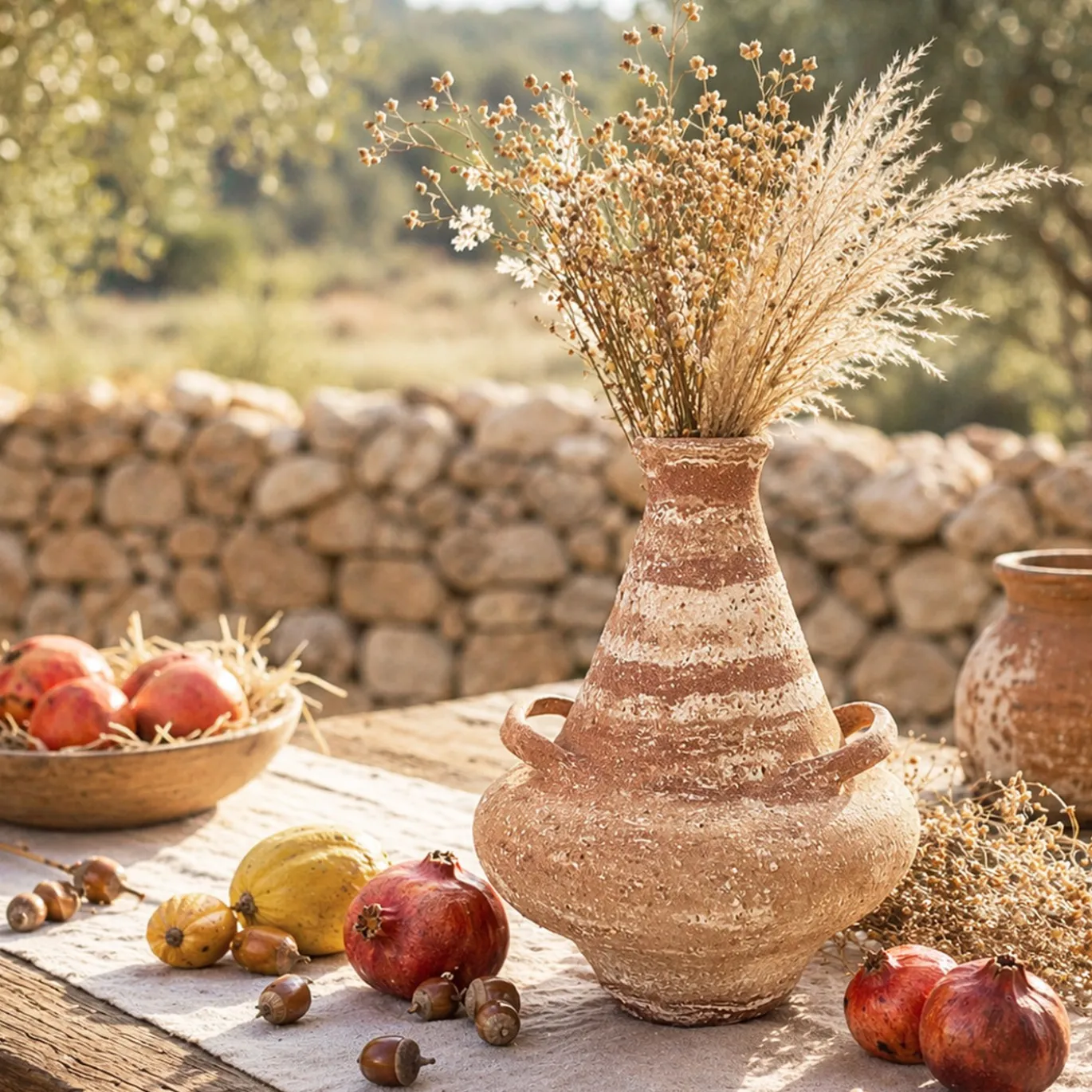 Vaso n. 134 Decorativo in Gres Rosso e Bianco