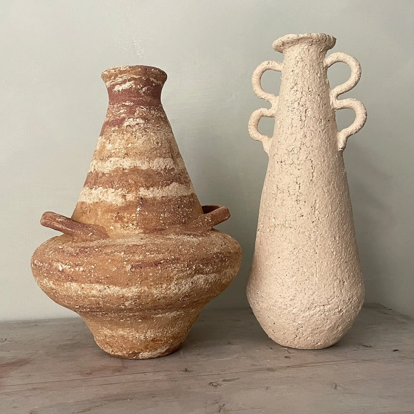 Vaso n. 134 Decorativo in Gres Rosso e Bianco